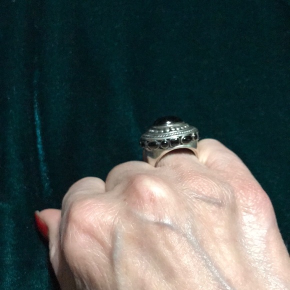 Onyx and sterling silver ring size 7 1/4 - Picture 2 of 7
